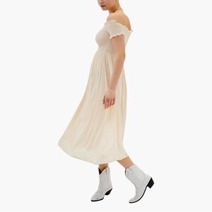 Urban Outfitters Amelia Cream Off-Shoulder Midi Dress